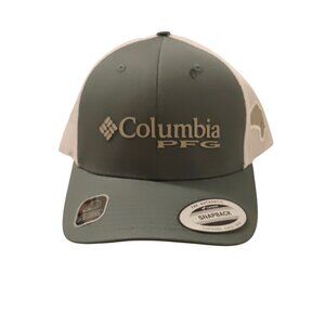 Columbia Men's PFG Green One Size Logo Mesh High Crown Snapback Trucker Hat New